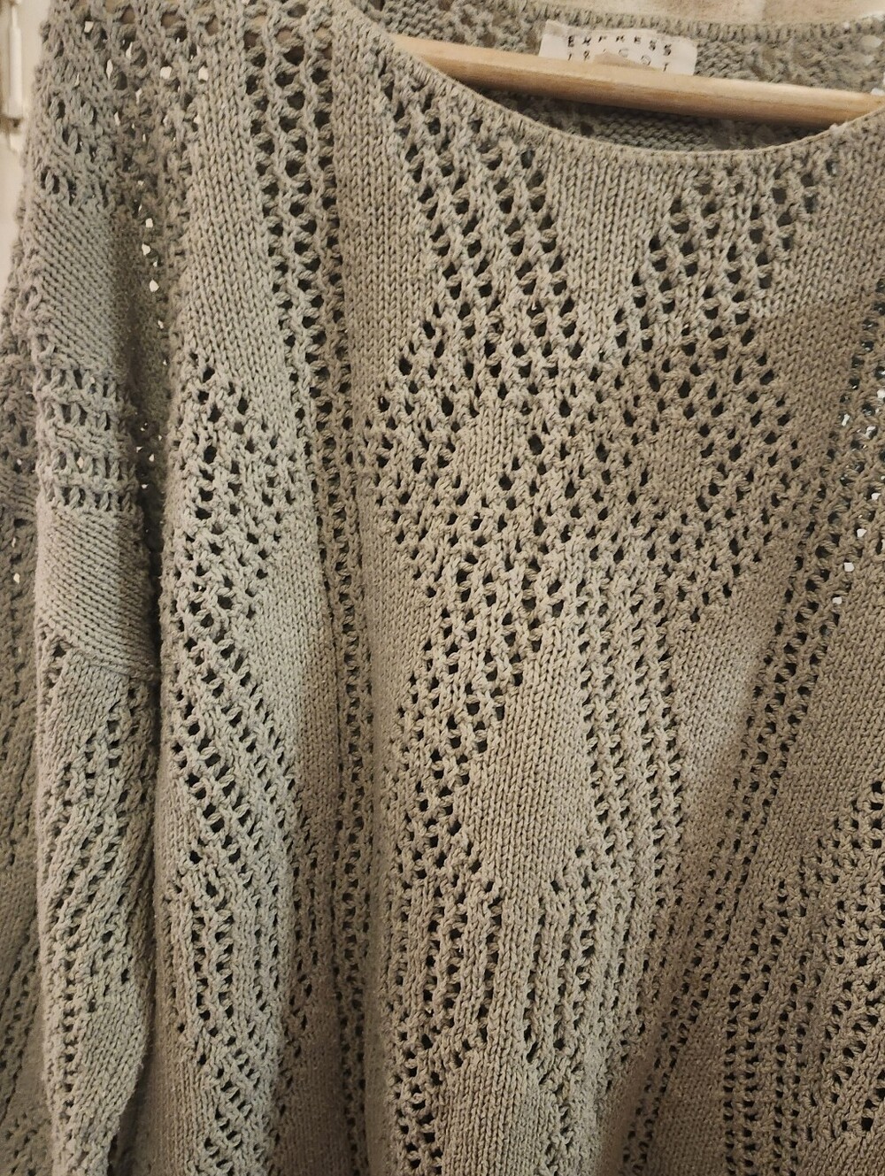 Open-Knit Crewneck Sweater - Olive Green